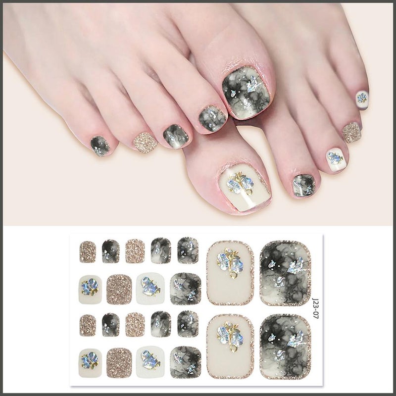 New waterproof toenail stickers with a trendy crystal glitter finish.